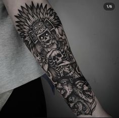 Calf Tattoo Ideas, Aztec Tattoos Sleeve, Aztec Tattoos, Mexican Tattoo, Tattoos Sleeve, Forearm Sleeve Tattoos