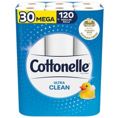 cottonelle ultra clean toilet paper rolls with ducky rubber feet, 8 - pack