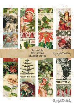 christmas postcards with santa claus, holly wreaths and other holiday items on them