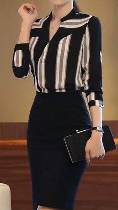 Elegant Clothing For Women, Formal Tops For Women Classy Blouses, Office Tops Blouses Work Wear, Chiffon Tops Blouses Classy, Chiffon Blouses Designs, Fashionable Work Outfit, Women Blouses Fashion, Fashion Tops Blouse, Elegante Casual