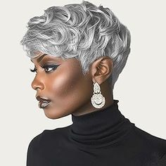 Silver Pixie Wigs, Silver Grey Pixie Wigs, Short Pixie Styling Products, Short Grey Pixie Wigs, What Product To Use For Pixie Hair, Fingerwave Wigs, Oprah Wigs, Grey Wigs For Black Women, Short Grey Wigs