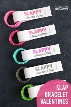 four slapy valentine's day gift tags with the words slappy on them