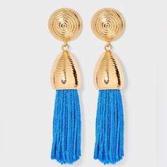 Elevate Your Style With The Sugarfix By Baublebar Threaded Tassel Statement Earrings, A Bold And Captivating Accessory That Commands Attention. These Striking Earrings Feature Intricate Black Threading Elegantly Cascading In Dramatic Tassel Designs. Lightweight And Comfortable, They're Perfect For Both Casual Outings And Special Occasions. These Statement Earrings Are A Versatile Addition To Your Jewelry Collection, Adding A Touch Of Sophistication And Drama To Any Outfit. Make A Bold Fashion St Earrings Target, Blue Tassel Earrings, Baublebar Earrings, Blue Tassel, Statement Drop Earrings, Accessories Jewelry Earrings, How To Make Earrings, Threading, Gold Earrings Studs