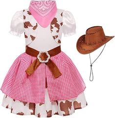 Girls Cowgirl Costume, Western Cowgirl Costume, Cowgirl Costume Halloween, Costume Cowgirl, Family Themed Halloween Costumes, Pink Bandana, Dress Up Party