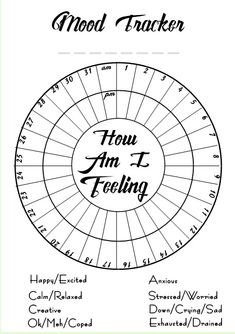 a circular diagram with the words how am i feeling written in black ink on it