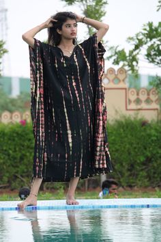 Tie dye kaftan dress, black loose fitting kaftan, resort wear kaftan, summer dress, vacation kaftan, slow fashion open shoulder kaftan Multicolor V-neck Kaftan With Batik Print, Bohemian Black Kaftan For Loungewear, Traditional Batik Print Summer Kaftan, Long Multicolor Kaftan For Loungewear, Multicolor Batik Print Kaftan For Beach, Black V-neck Kaftan For Loungewear, Multicolor Batik Print Kaftan For Beach Cover-up, Free Size Batik Print Kaftan For Beach, Free Size Batik Print Kaftan For Beach Cover-up