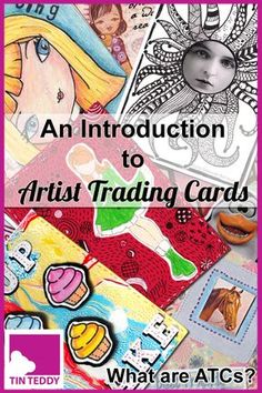 an image of art trading cards with the title, an instruction to artist trading cards