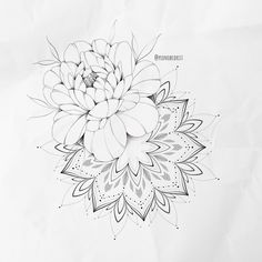 a black and white drawing of a flower