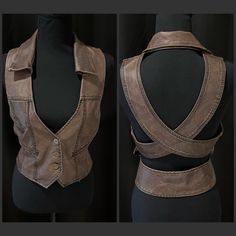 Wasteland Outfit, Faux Leather Vest, Brown Vest, Steampunk Cosplay, Steampunk Clothing, Leather Wear, Faux Leather Fabric, Closet Fashion, Leather Vest