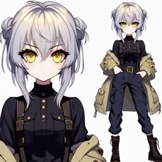 an anime character with white hair and yellow eyes