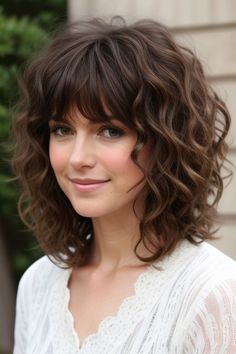 26+ Chin Length Hairstyles for Curly Hair Women 13 Medium Length For Curly Hair, Medium Shag Haircuts Curly, Body Wave Perm Medium Hair Shoulder Length, Chin Length Curly Shag, Medium Length Curly Hair With Layers Curls Wavy Bobs, Short Curly Hair And Bangs, Wavy Hair With Bangs Hairstyles, Shoulder Length Curly Hair With Layers And Bangs, Wavy Bob Hairstyles Over 50