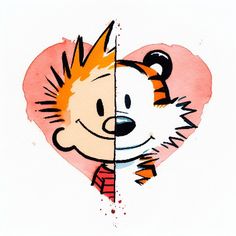 a drawing of a tiger and a heart with the same color as it appears to be