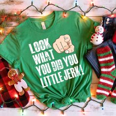 Look What You Did You Little Jerk Shirt, Home Alone Sweatshirt, Holiday Tee,  Funny Christmas Shirt, Movie Shirt, Christmas Gift by CocoApparelCreations on Etsy Heat Press Vinyl, Funny Christmas Shirts, Movie Shirts, Personalized Clothes, Home Alone, Mens Long Sleeve Tee, Special Moments, Funny Christmas, Christmas Shirt