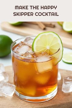 Discover how to make the Happy Skipper cocktail, a refreshing Highball drink featuring rum and ginger ale, perfect for any social gathering. This Pinterest pin invites you to enjoy a classic mix, all captured in one eye-catching image. Rum Cocktails Easy, Yummy Summer Cocktails, Rum Cocktail Recipes, Summer Cocktail Recipes