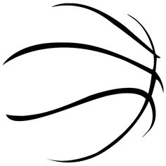 a black and white drawing of a basketball ball with lines on the side, as if it were drawn in pencil or ink