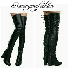 Black Lace Up From The Back Thigh High Boots Walk This Way, Crazy Shoes, Fashion Colours, Thigh High Boots, Quality Fashion, Thigh High, Lace Up Boots, Thigh Highs, High Boots