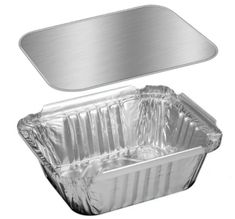 an aluminum foil container with a lid