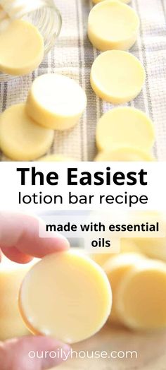 an image of the best lotion bar recipe made with essential oils and lemons