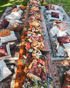 a long table covered in lots of food