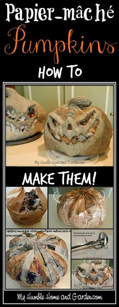 the instructions for how to make paper - mache pumpkins with bread in them