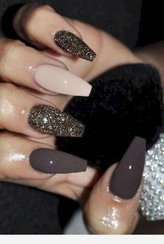 Brown Nail Polish, Her Nails, Ballerina Nails, Dipped Nails, Fabulous Nails, Coffin Nails Designs, Pretty Acrylic Nails, Best Acrylic Nails