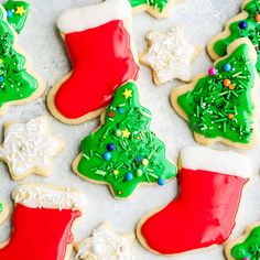 christmas cookies decorated with icing and decorations