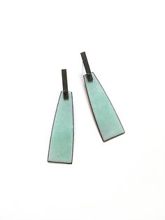 Enamel Earrings - Richly colored enamel has a shiny finish while oxidized sterling silver bars add an elegant detail.<br><br>Sterling silver posts and backs. Green Ceramic Earrings, Torch Fired Enamel Jewelry, Enamel Stud Earrings, Metalwork Jewelry, Artful Home, Jewelry Techniques, Enamel Earrings, Ceramic Jewelry, Silver Bars