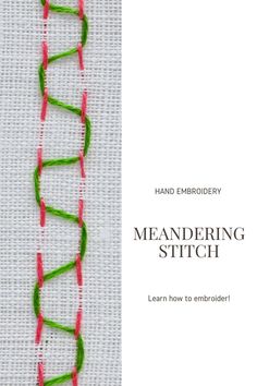 Meandering stitch hand embroidery stitches Hand Embroidery For Beginners, Hand Embroidery Stitches, Running Stitch, Video Tutorial, A Video, Embroidery Stitches, Hand Embroidery, Thread