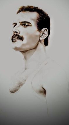 a drawing of a man with no shirt on and his face slightly obscured from the camera