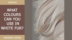 a drawing of a blonde haired woman's face with the words, what colours can you use in white fur?