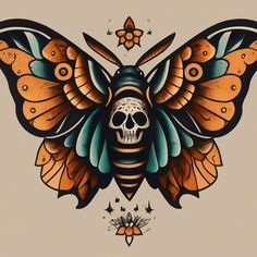 a butterfly with a skull on it's wings