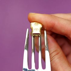 a person holding a fork with two forks attached to it