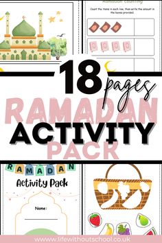 A FREE Ramadan activity pack for kids aged 2-4 years. FREE Printable download with activity worksheets booklet perfect for toddlers. With 18 fun filled pages including scissor skills, phonics, number activities, Ramadan tracker and more. Ramadan Printable activity booklet/worksheets