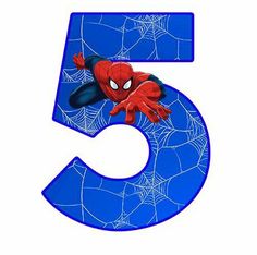 the number five with spiderman on it