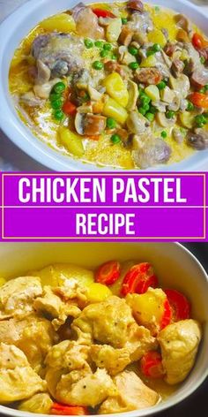 chicken pastel recipe in a white bowl