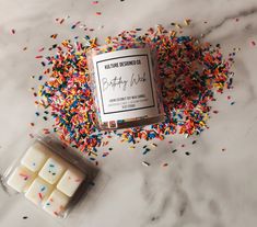 BIRTHDAY WEEK w/Sprinkles - Kulture Designed Co. Sprinkle Candle, Candle Birthday Cake, Sprinkles Candle, Candle Cookies, Candle Vanilla, Candle Birthday, Cake Candle, Custom Stocking, Candle Gift Box