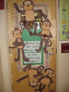 a bulletin board with monkeys on it