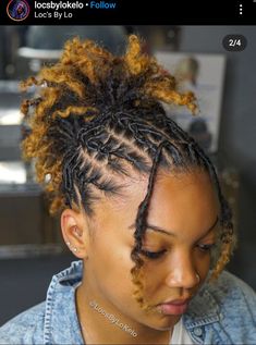 Short Loc Designs For Women, Dreds Locs Natural Hair, Starter Loc Short Styles, Neck Length Dreadlocks Styles, Hairstyle For Starter Locs, Loc Styled For Short Locs, Braid Locks Locs Natural Hair, Formal Locs Hairstyles Short, Loc Styles Neck Length