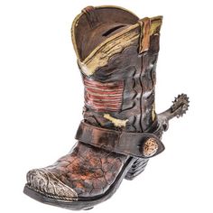 Yee-haw! Cowboy Boot Coin Bank is great for stashing a little cash or coins! Made of resin, this highly-detailed bank looks like a smaller version of the real thing. It makes a great gift for your favorite cowboy or cowgirl! Dimensions: Length: 9 1/8" Width: 3 1/2" Height: 6 3/4" Cool Cowboy, Cute Cowgirl Boots, Western Theme Party, Cowboy Theme, Cowgirl Boot, Yee Haw, Western Theme, Print Coupons, Coin Bank