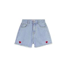 Cute Denim Blue Denim Shorts, Cute Denim Blue Shorts, Cute Denim Blue Cotton Shorts, Blue Embroidered Jean Shorts, Embroidered Denim Blue Denim Shorts, Shorts Highwaist, Frilly Shorts, High Rise Jean Shorts, Highwaist Shorts