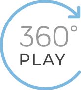 the 360 play logo with an arrow pointing to the right and left side of the circle