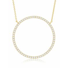 CRISLU Open Pave Circle Necklace In 18kt Yellow Gold - Style Code: 3011884N16CZ - .925 Precious Sterling Silver - 0.60 Carat Total Weight - Carat total weight based on Diamond equivalent - Handset with Flawless Cubic Zirconia - Finished In 18Kt Yellow Gold -100% Hypo-Allergenic - Includes Fine Jewelry Box & Gift Bag -Non-Conflict - Authorized CRISLU Retailer - Note: please inquire for ship time availability - FREE SHIPPING on orders over $100 ! 14k Yellow Gold Open Circle Necklace, 14k Gold Oval Necklaces With Pave Setting, Fine Jewelry In Gold With Open Circle Design, Gold Diamond Circle Jewelry, Gold Circular Diamond Jewelry, Gold Open Circle Fine Jewelry, Fine Gold Jewelry In Open Circle Shape, Yellow Gold Circle Fine Jewelry, Fine Gold Jewelry With Open Circle Design