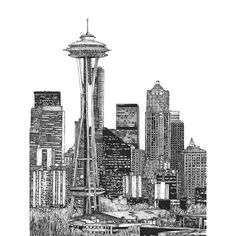 BandW Us Cityscape-Seattle Poster Print - Melissa Wang-VARPDX132451Z Image 1 Seattle Poster, Stock Paper, Fine Arts Posters, Paper Stock, Art Poster, Fine Art Print, Posters Art Prints, Cityscape, Poster Print