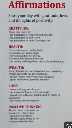 Self care
Health
Personal care
Personal development Attracting Wealth, Gratitude Affirmations, Wealth Affirmations, Daily Positive Affirmations, Morning Affirmations, Self Love Affirmations