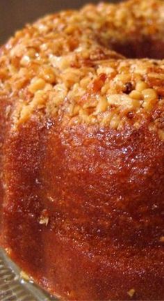 a bundt cake is sitting on a cooling rack