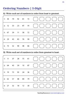 worksheet for ordering numbers from 1 to 10