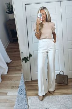 Womans Formal Outfit, Cute Professional Dress, Early 20s Work Outfits, Neutral Business Outfits Women, Woman Dress Pants Outfits, Outfit For First Communion Guest, Sales Attire Work Outfits, Southern Business Attire, Feminine Business Outfit