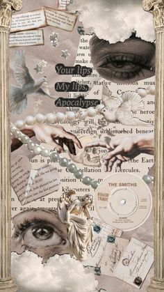 an artistic collage with words and pictures