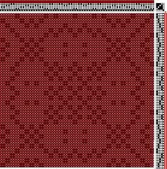 a cross stitch pattern in red and black with white trimmings on the edges