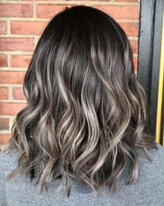 Ash Brown Hair With Highlights, Grey Balayage, Brunette Lob, Balayage Hair Ash, Ash Brown Balayage, Balayage Lob, Gray Balayage, Blonde Balayage Highlights, Ash Brown Hair